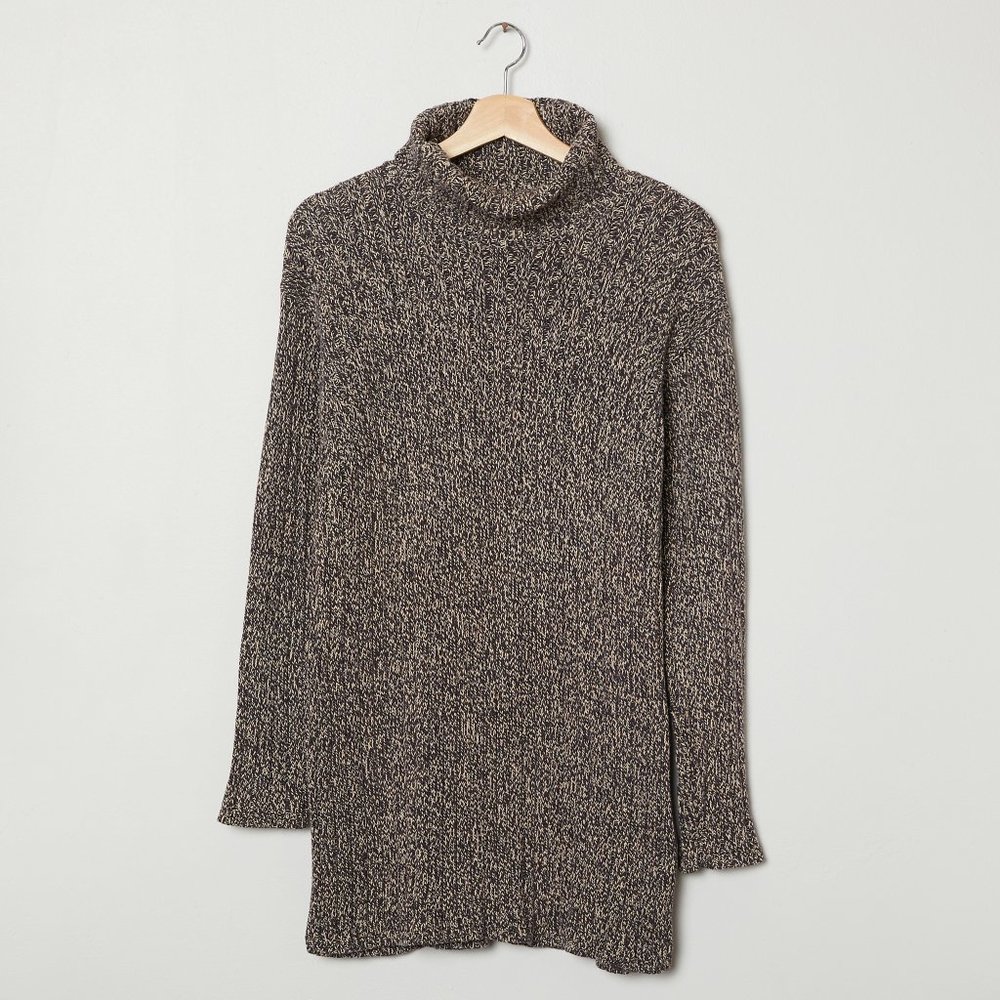 Vtg 90s Brown Marled Ripped Turtleneck M